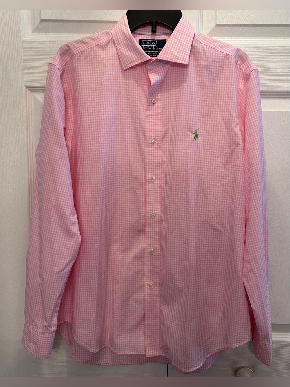 Polo Ralph Lauren Pink and White Gingham Poplin Long-sleeve Shirt - Size L